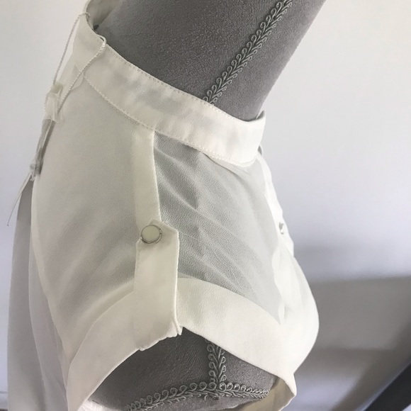 B_Envied white pleated bust tank with cuffed sleeves. NWT - Picture 6 of 10